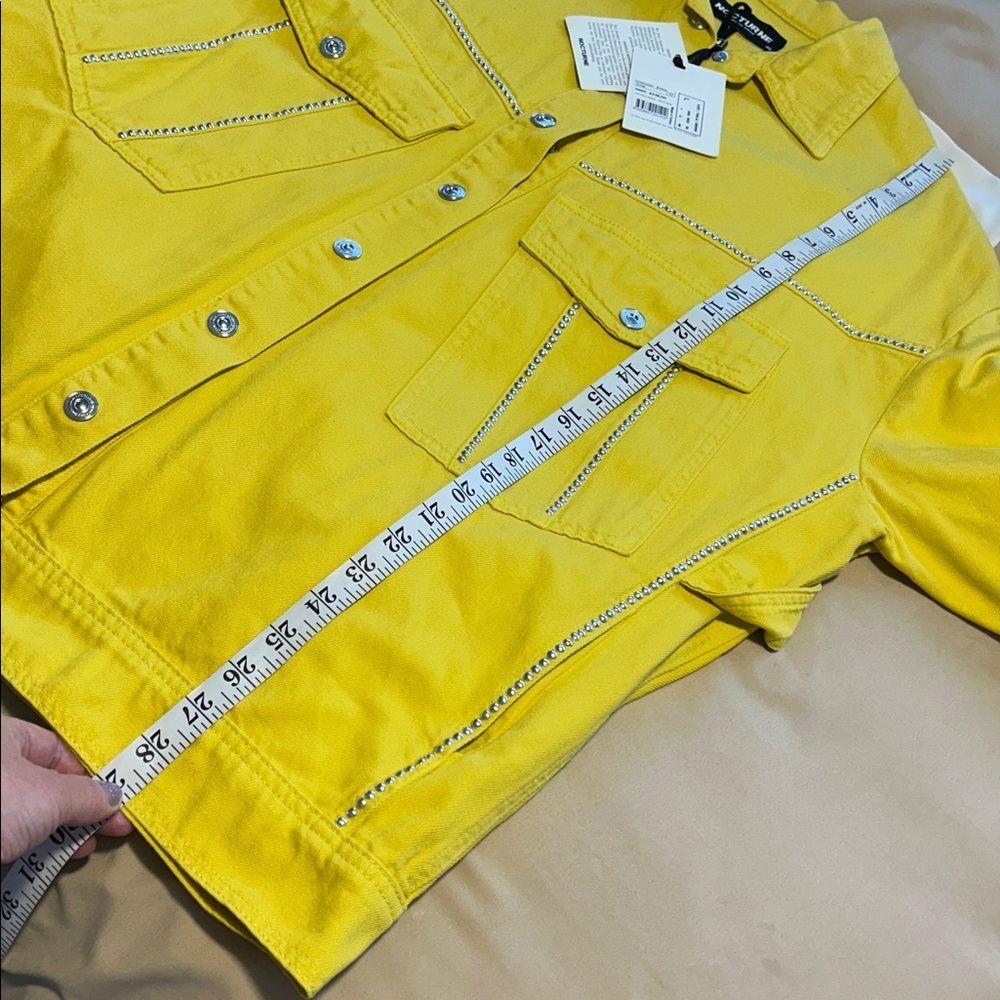 Nocturne Mustard Yellow Oversized Studded Utility Jacket Size Large NWT - Picture 7 of 8